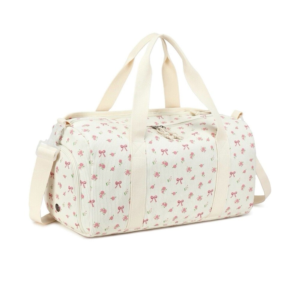 Duffle Bag Gym Sports Women Girls Workout Travel Bag Shoe Compartment Strawberry